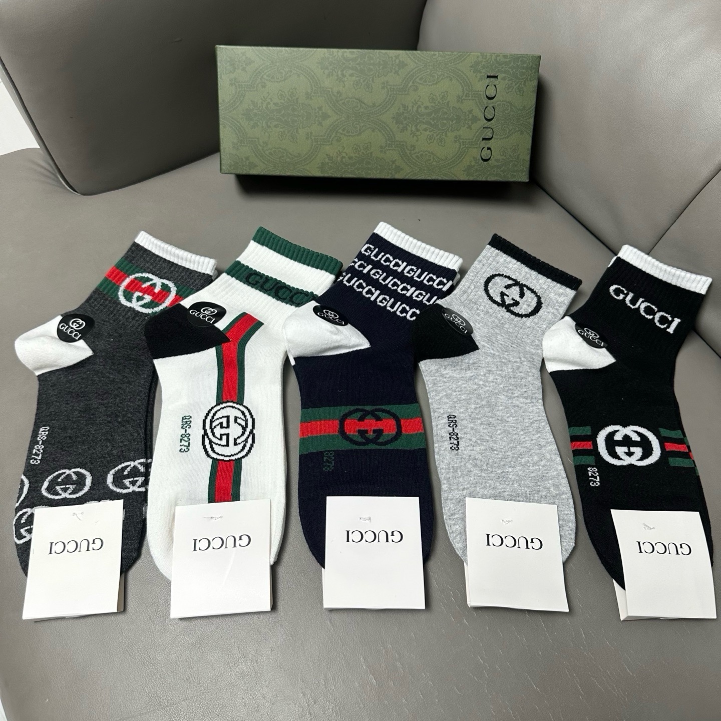 🆕Gucci · 古奇❗️G家新品袜子❗️【一盒五双】提花经典双G标志，超级nice，实物超漂亮，超火爆