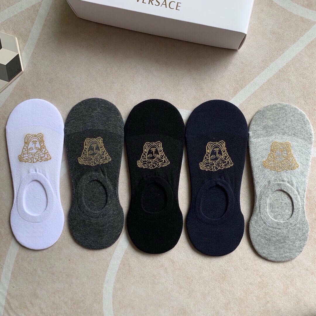 🆕Versace · 范思哲❗️经典男款隐形船袜❗️【一盒五双】纯棉材质织造，超柔软舒适，提花经典美人头