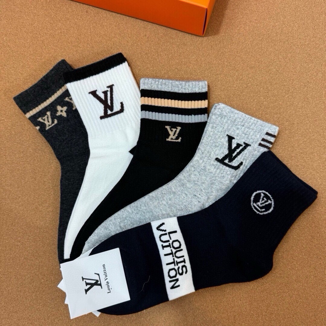🆕Louis Vuitton · 路易威登❗️驴家新品男款袜子❗️【一盒五双】驴家经典logo，纯棉材质