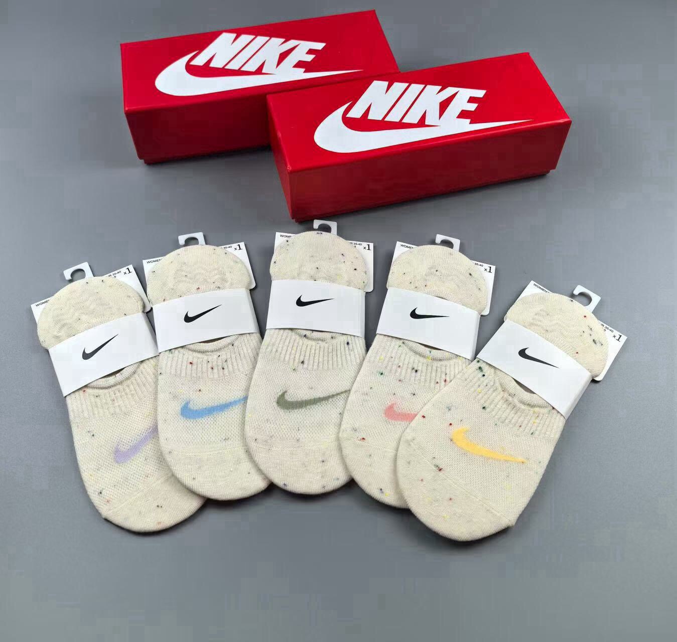 🆕Nike · 耐克❗️☑️新品女款隐形袜子❗️【一盒五双】提花经典☑️标志，纯棉材质，超舒适超美腻❗️