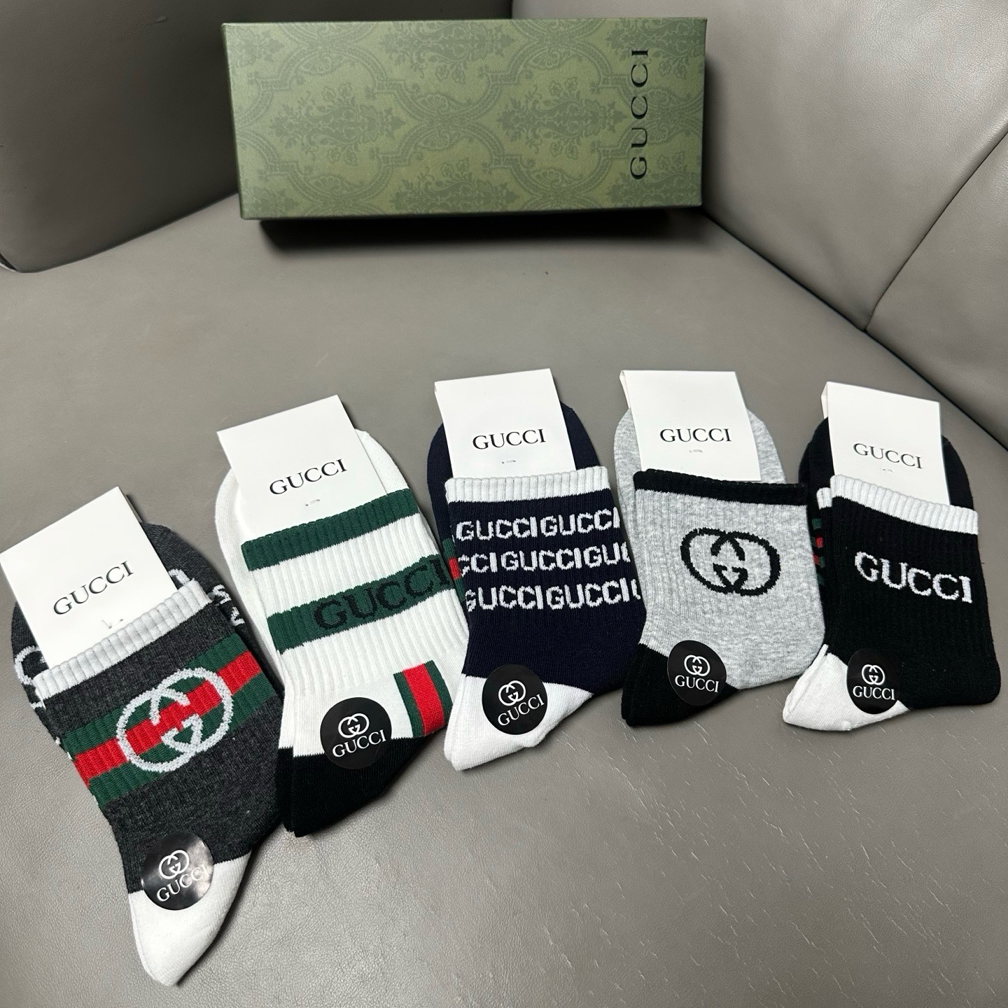 🆕Gucci · 古奇❗️G家新品袜子❗️【一盒五双】提花经典双G标志，超级nice，实物超漂亮，超火爆