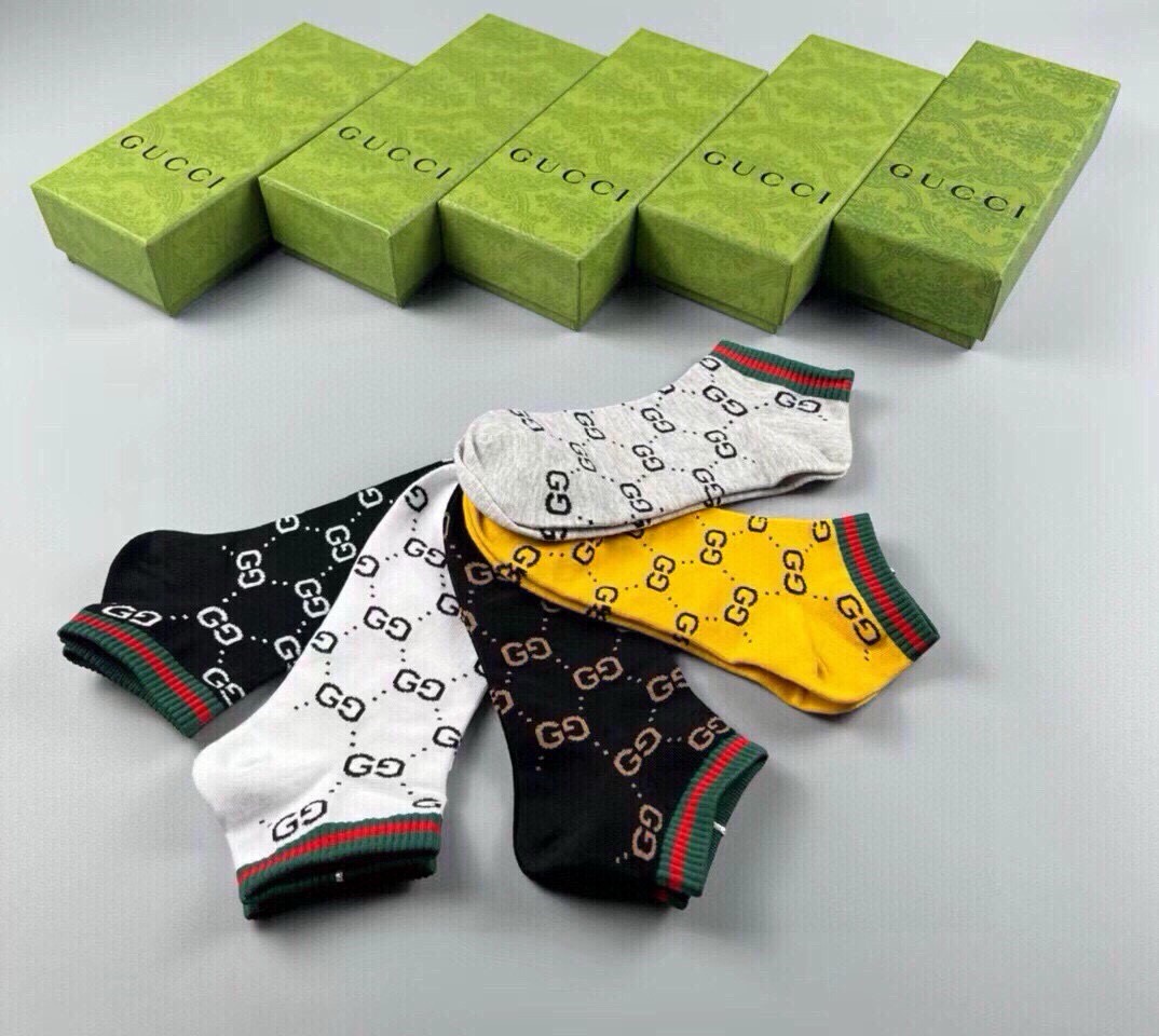 🆕Gucci · 古奇❗️G家新品男款袜子❗️【一盒五双】提花经典标志，超级nice，实物超漂亮，超火爆