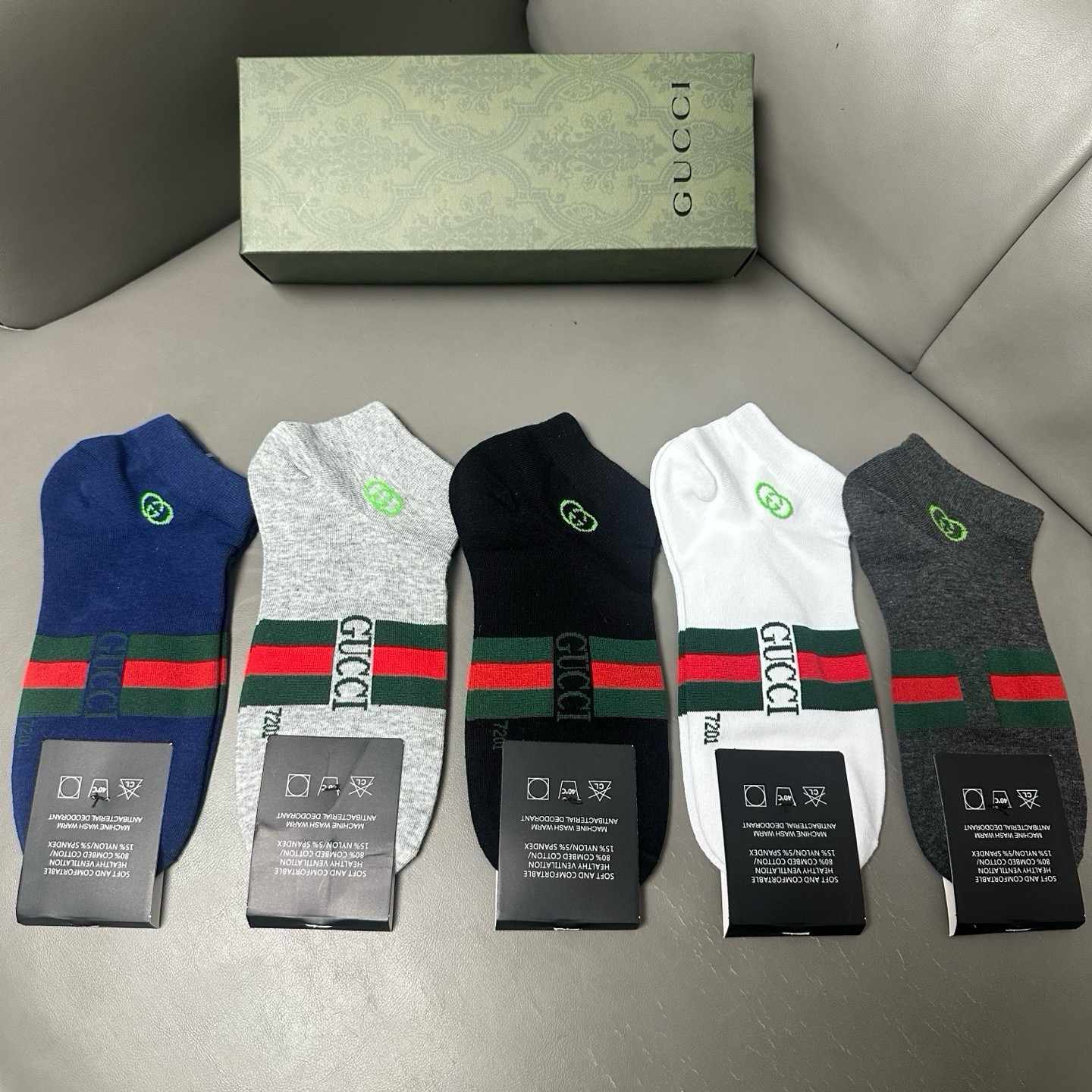 🆕Gucci · 古奇❗️G家新品男款袜子❗️【一盒五双】提花经典标志，超级nice，实物超漂亮，超火爆