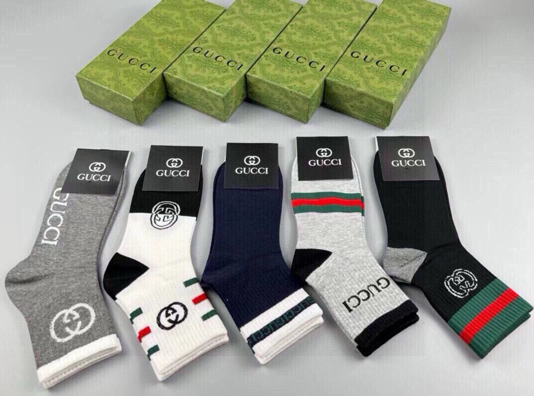🆕Gucci · 古奇❗️G家新品袜子❗️【一盒五双】提花经典双G标志，超级nice，实物超漂亮，超火爆