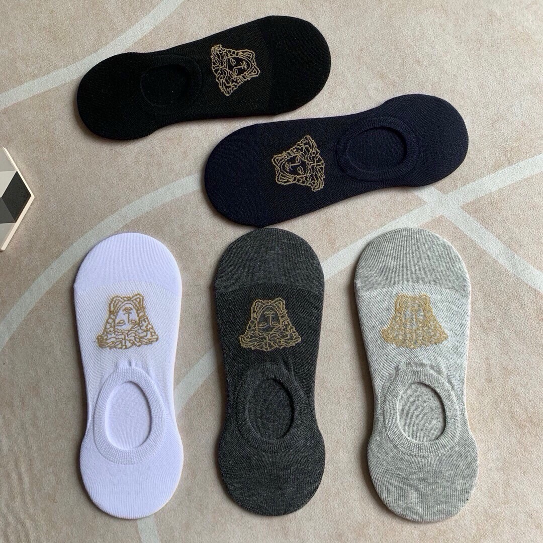 🆕Versace · 范思哲❗️经典男款隐形船袜❗️【一盒五双】纯棉材质织造，超柔软舒适，提花经典美人头标志，完全彰显该