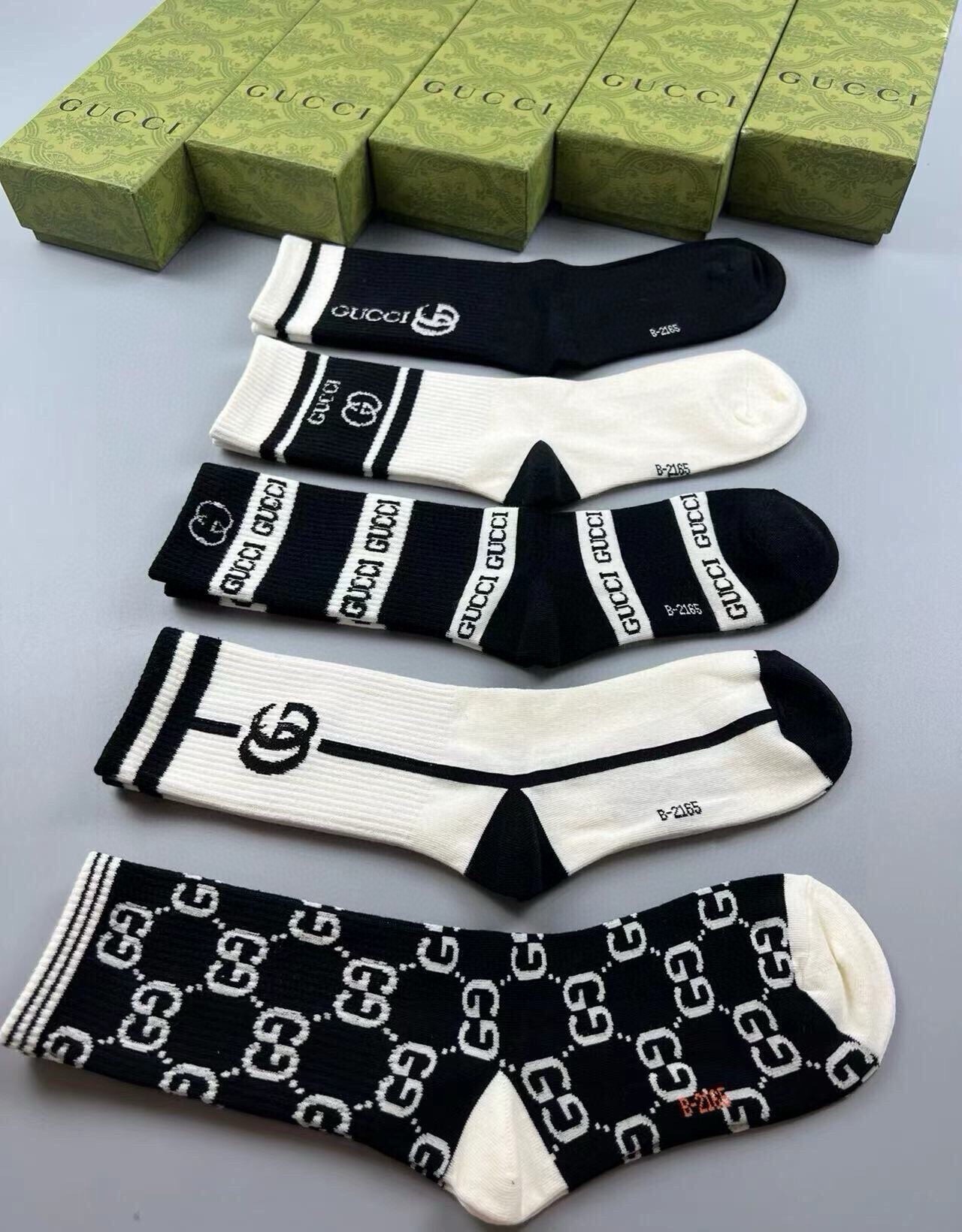 🆕Gucci · 古奇❗️大G家新品长筒袜子❗️【一盒五双】经典双G标志，特显高大上，纯棉材质，透气舒适，运动休闲百搭款