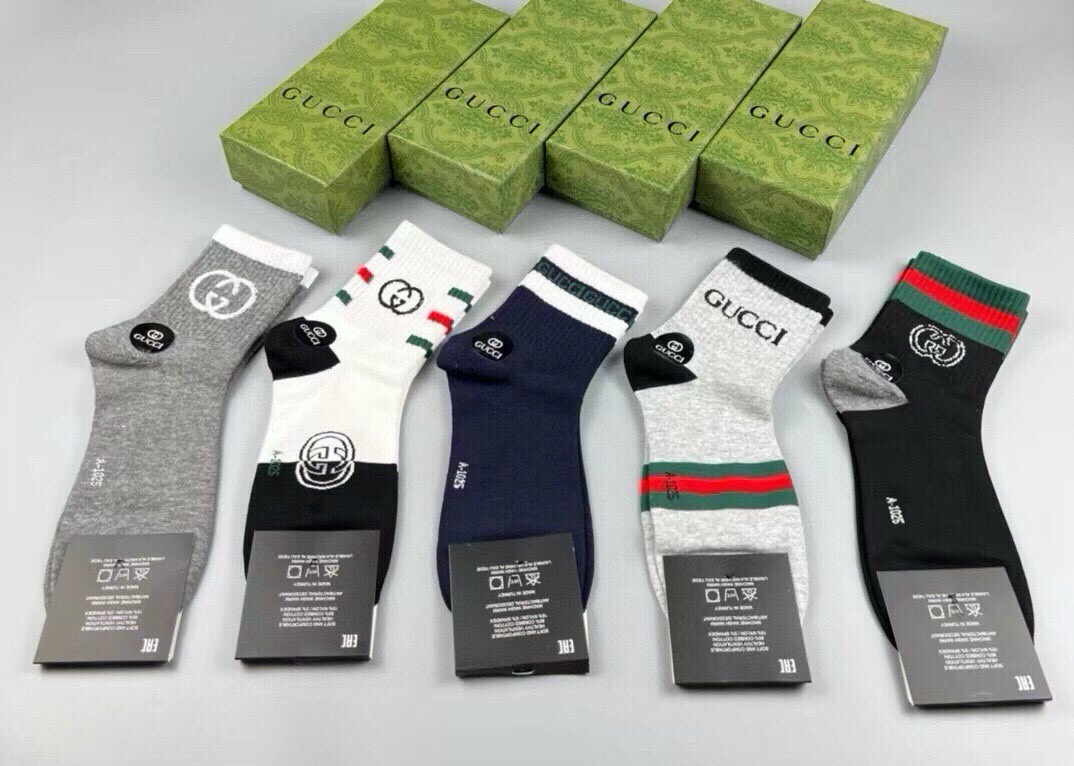 🆕Gucci · 古奇❗️G家新品袜子❗️【一盒五双】提花经典双G标志，超级nice，实物超漂亮，超火爆小单品，大牌出街