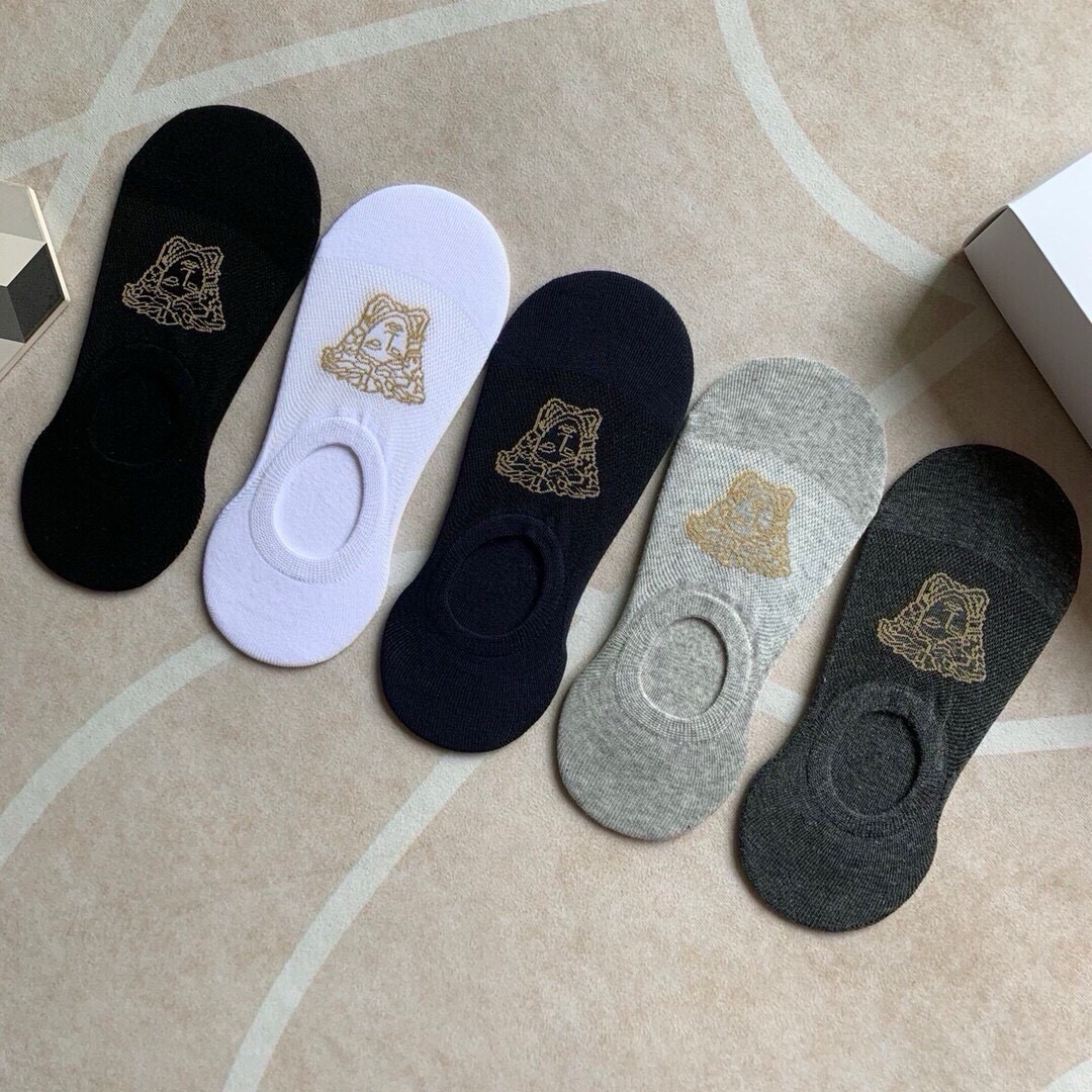 🆕Versace · 范思哲❗️经典男款隐形船袜❗️【一盒五双】纯棉材质织造，超柔软舒适，提花经典美人头标志，完全彰显该