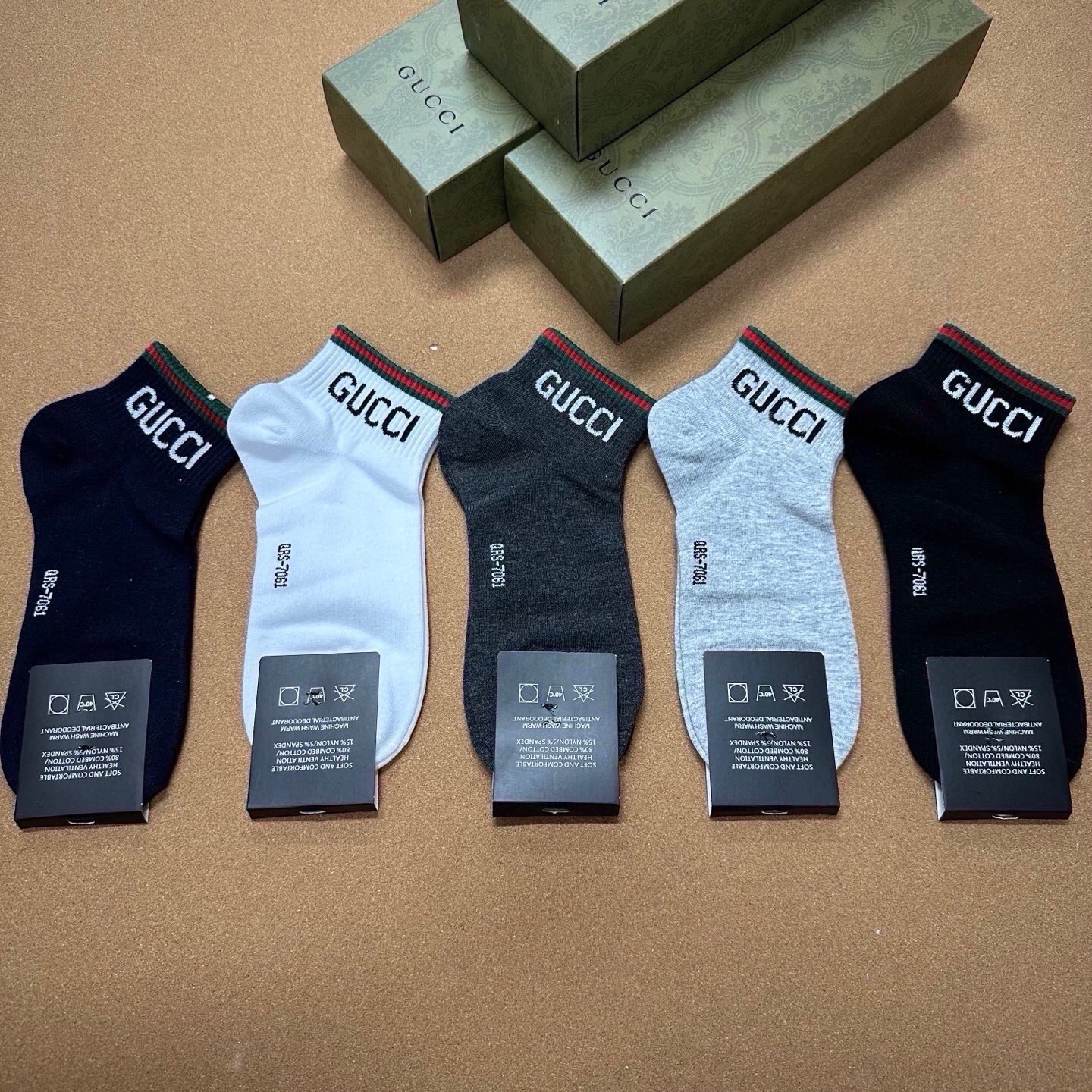 🆕Gucci · 古奇❗️G家新品男款短袜❗️【一盒五双】G家专柜同步短袜，提花经典标志，超级nice，实物超漂亮，超火