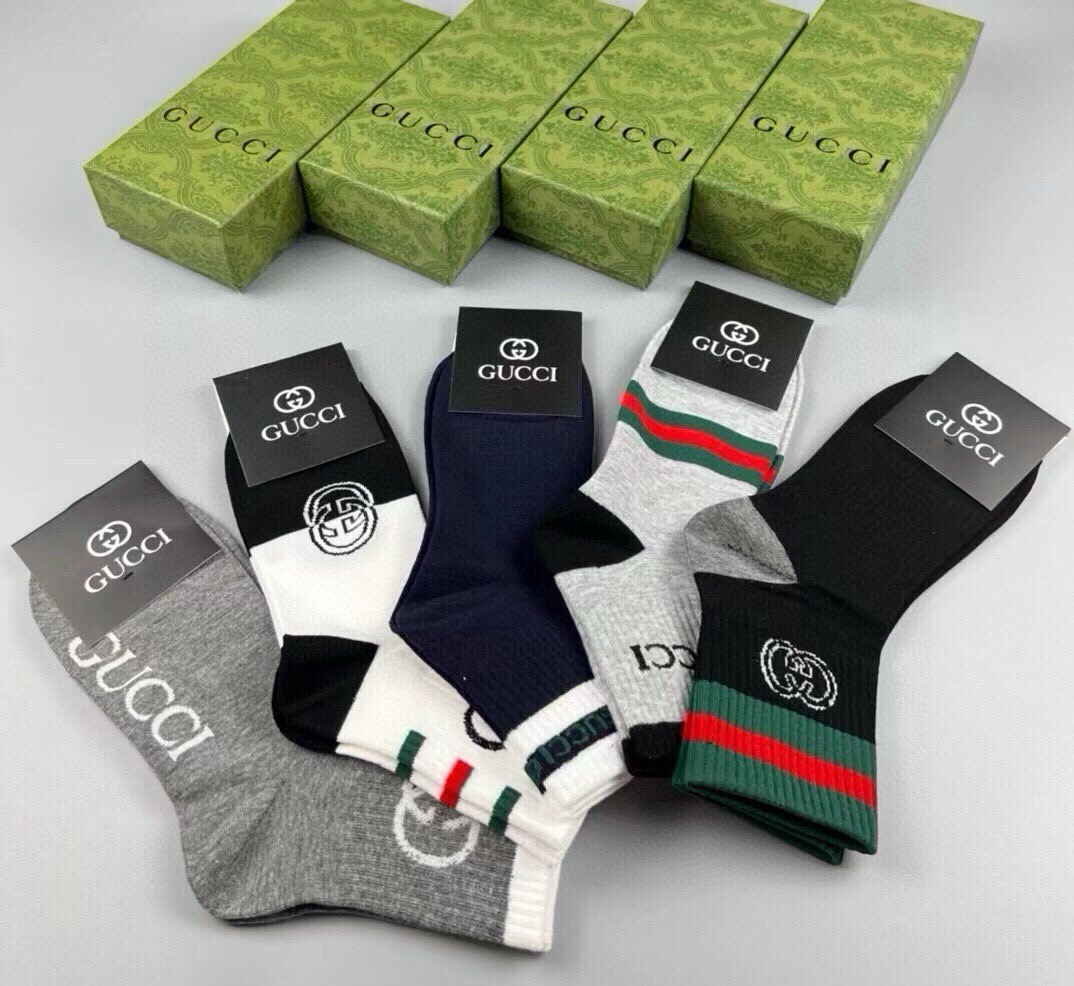 🆕Gucci · 古奇❗️G家新品袜子❗️【一盒五双】提花经典双G标志，超级nice，实物超漂亮，超火爆小单品，大牌出街