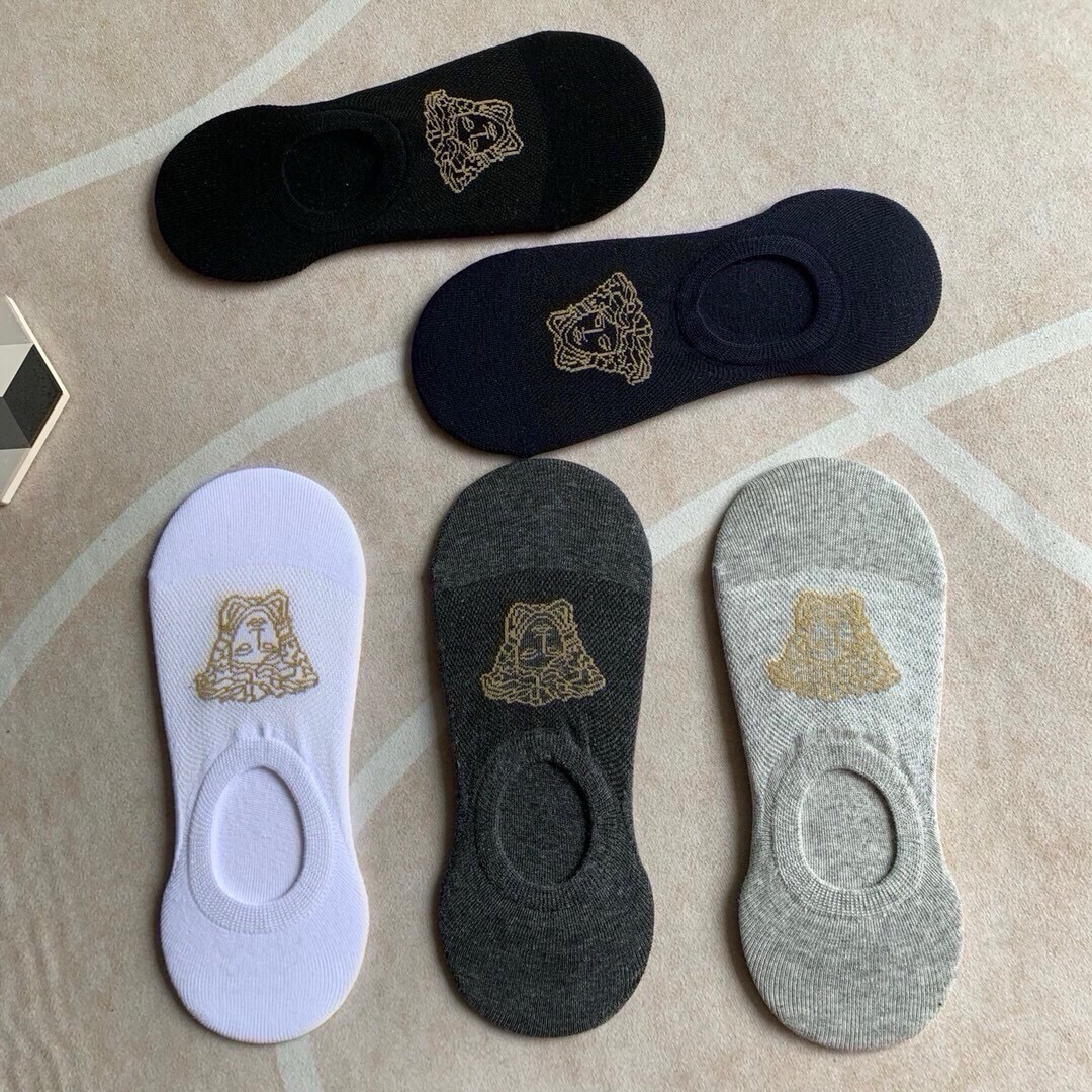 🆕Versace · 范思哲❗️经典男款隐形船袜❗️【一盒五双】纯棉材质织造，超柔软舒适，提花经典美人头标志，完全彰显该