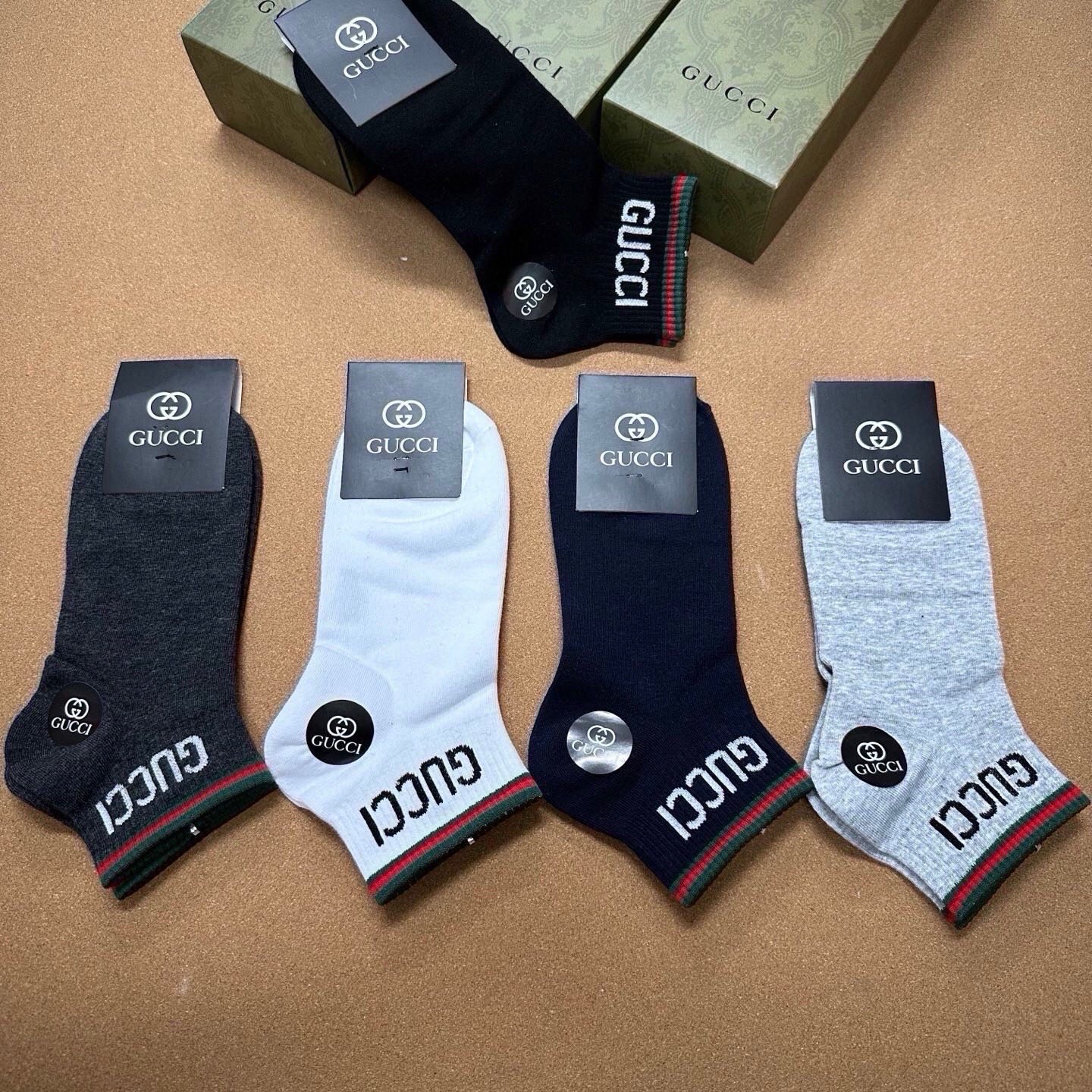 🆕Gucci · 古奇❗️G家新品男款短袜❗️【一盒五双】G家专柜同步短袜，提花经典标志，超级nice，实物超漂亮，超火