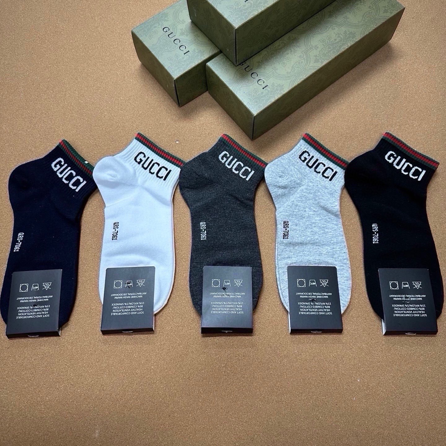 🆕Gucci · 古奇❗️G家新品男款短袜❗️【一盒五双】G家专柜同步短袜，提花经典标志，超级nice，实物超漂亮，超火