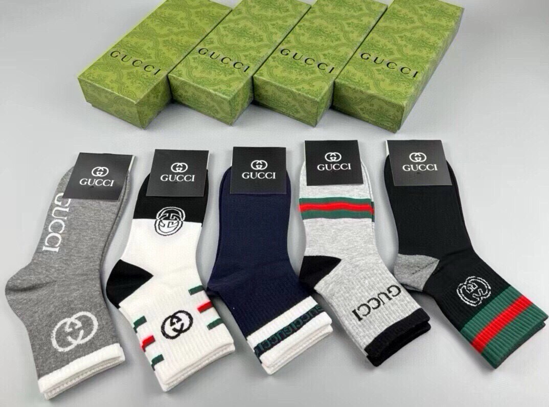 🆕Gucci · 古奇❗️G家新品袜子❗️【一盒五双】提花经典双G标志，超级nice，实物超漂亮，超火爆小单品，大牌出街