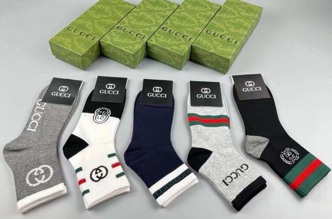🆕Gucci · 古奇❗️G家新品袜子❗️【一盒五双】提花经典双G标志，超级nice，实物超漂亮，超火爆小单品，大牌出街