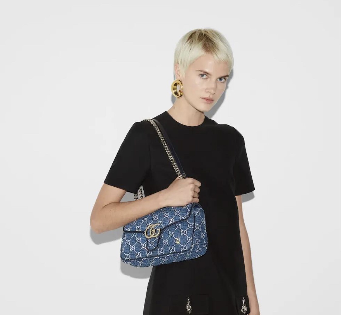 Official GUCCI new model on sale, counter quality, top-quality original goods, real photos! Style No. 443497 Blue Denim Size: Width 26X Height 15