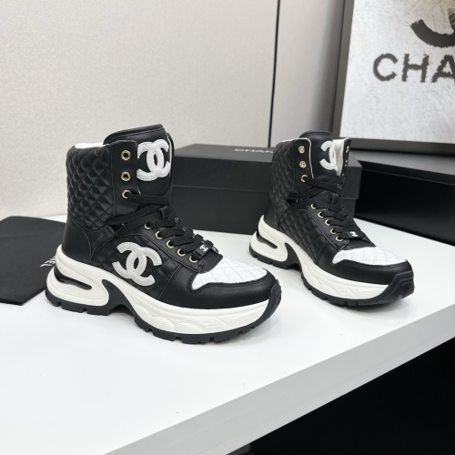 Chanel Women's Quilted High-Top Sneakers,Fall/Winter Season, Leather, Black/White 1 Chanel Women's Quilted High-Top Sneakers,Fall/Winter Season, Leather, Black/White