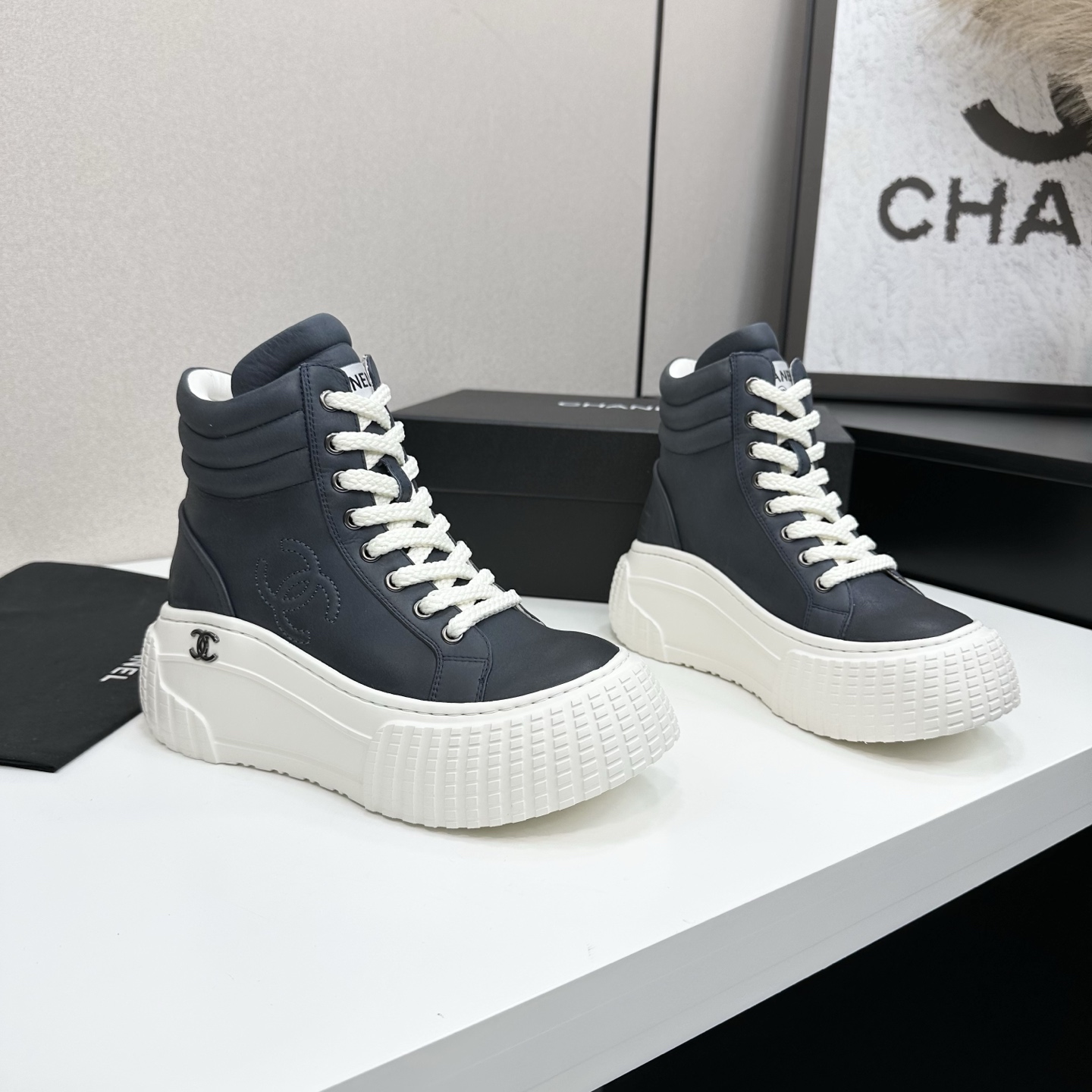 Chanel Women's Leather Ankle Boots, Lace-Up High-Top Sneakers, Fall-Winter style 9 i1757236608751 9405 0 7