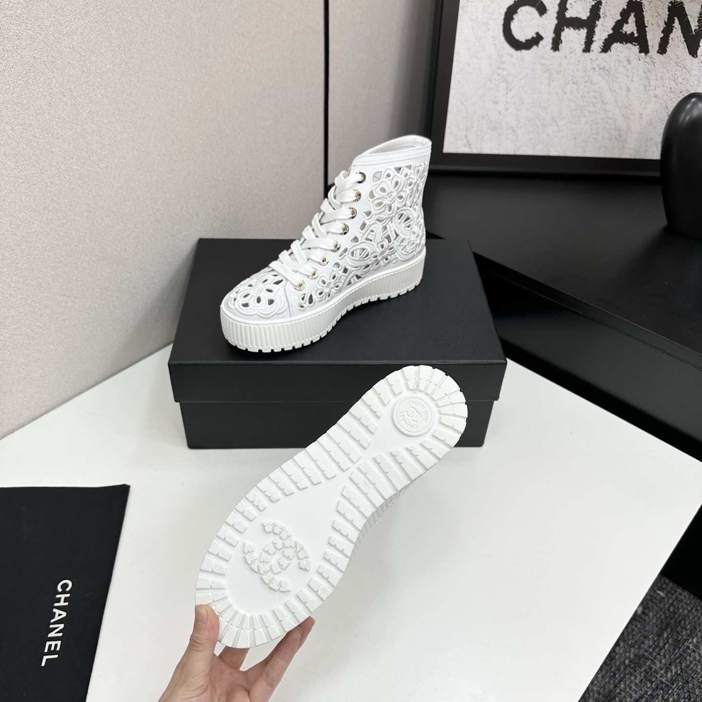Chanel White Leather Floral Embroidered High-Top Sneakers 6 i1758318516510 7822 0 4