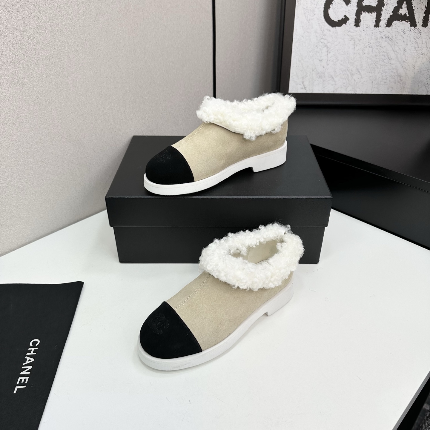Chanel Women's Suede & Shearling Ankle Boots - Stylish & Comfortable