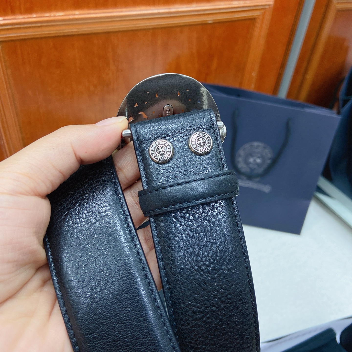 𝐂𝐡𝐫𝐨𝐦𝐞𝐇𝐞𝐚𝐫𝐭𝐬 克罗心腰带。守护者黄铜镀925银五金搭配原版油蜡头层牛皮，宽度3.8厘米， 整