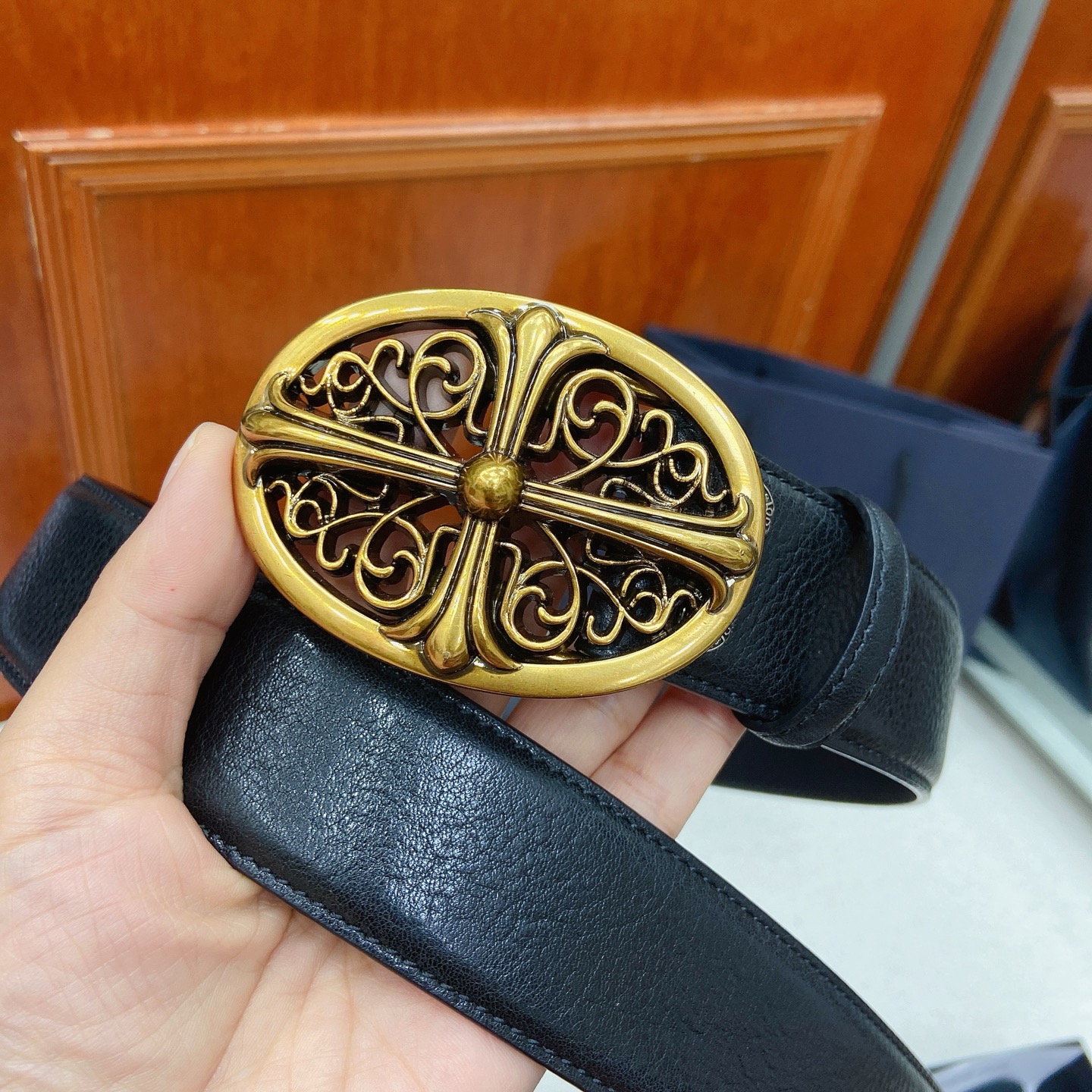 𝐂𝐡𝐫𝐨𝐦𝐞𝐇𝐞𝐚𝐫𝐭𝐬 克罗心腰带。守护者黄铜镀925银五金搭配原版油蜡头层牛皮，宽度3.8厘米， 整