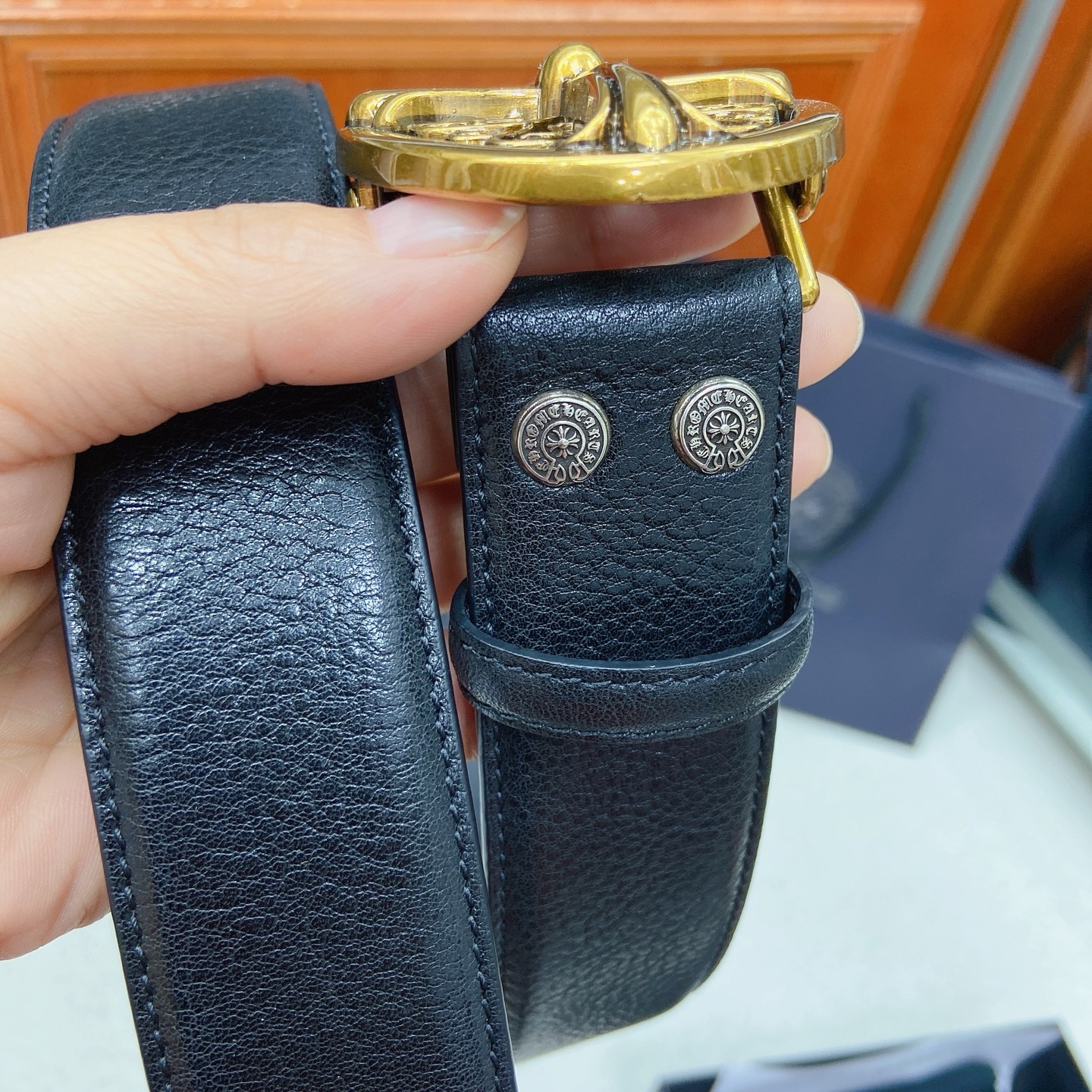 𝐂𝐡𝐫𝐨𝐦𝐞𝐇𝐞𝐚𝐫𝐭𝐬 克罗心腰带。守护者黄铜镀925银五金搭配原版油蜡头层牛皮，宽度3.8厘米， 整