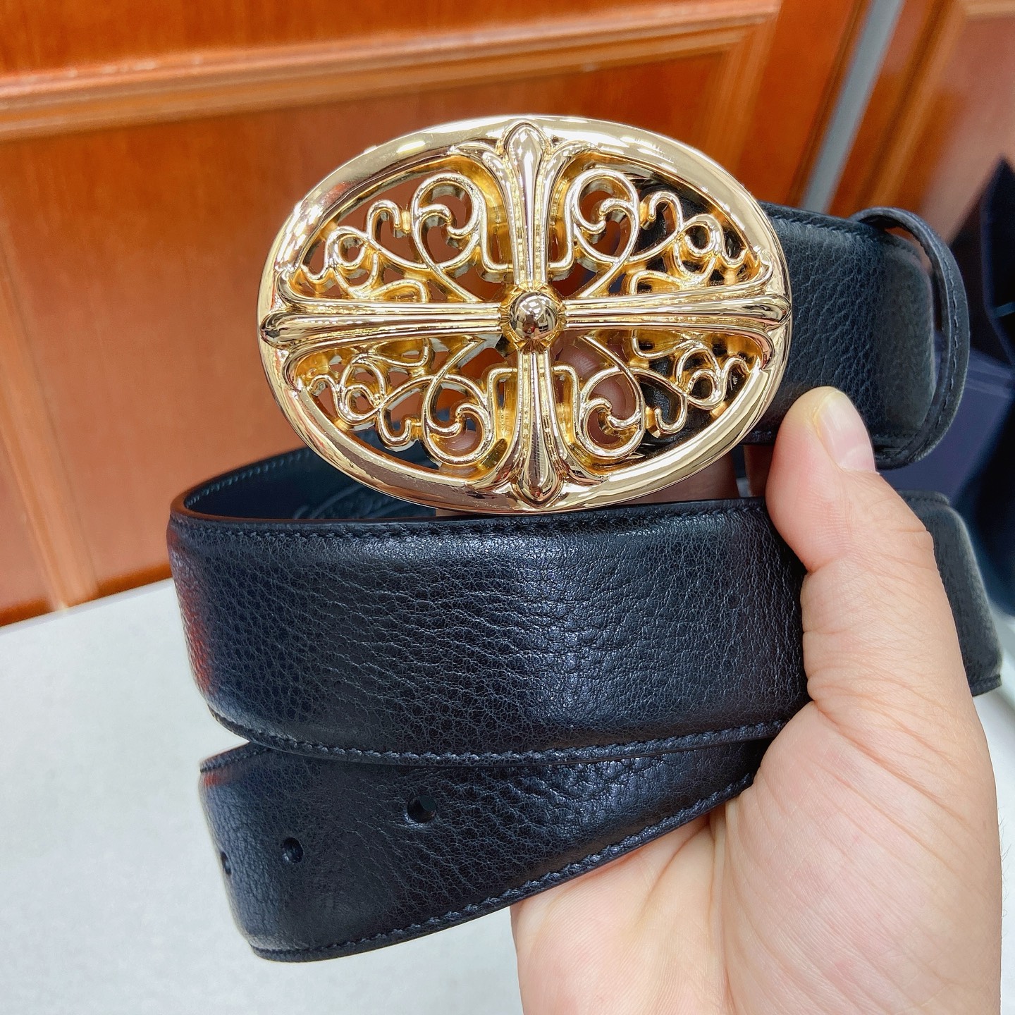 𝐂𝐡𝐫𝐨𝐦𝐞𝐇𝐞𝐚𝐫𝐭𝐬 克罗心腰带。守护者黄铜镀925银五金搭配原版油蜡头层牛皮，宽度3.8厘米， 整