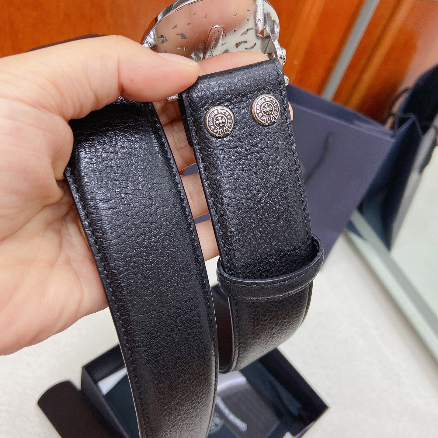 𝐂𝐡𝐫𝐨𝐦𝐞𝐇𝐞𝐚𝐫𝐭𝐬 克罗心腰带。守护者黄铜镀925银五金搭配原版油蜡头层牛皮，宽度3.8厘米， 整