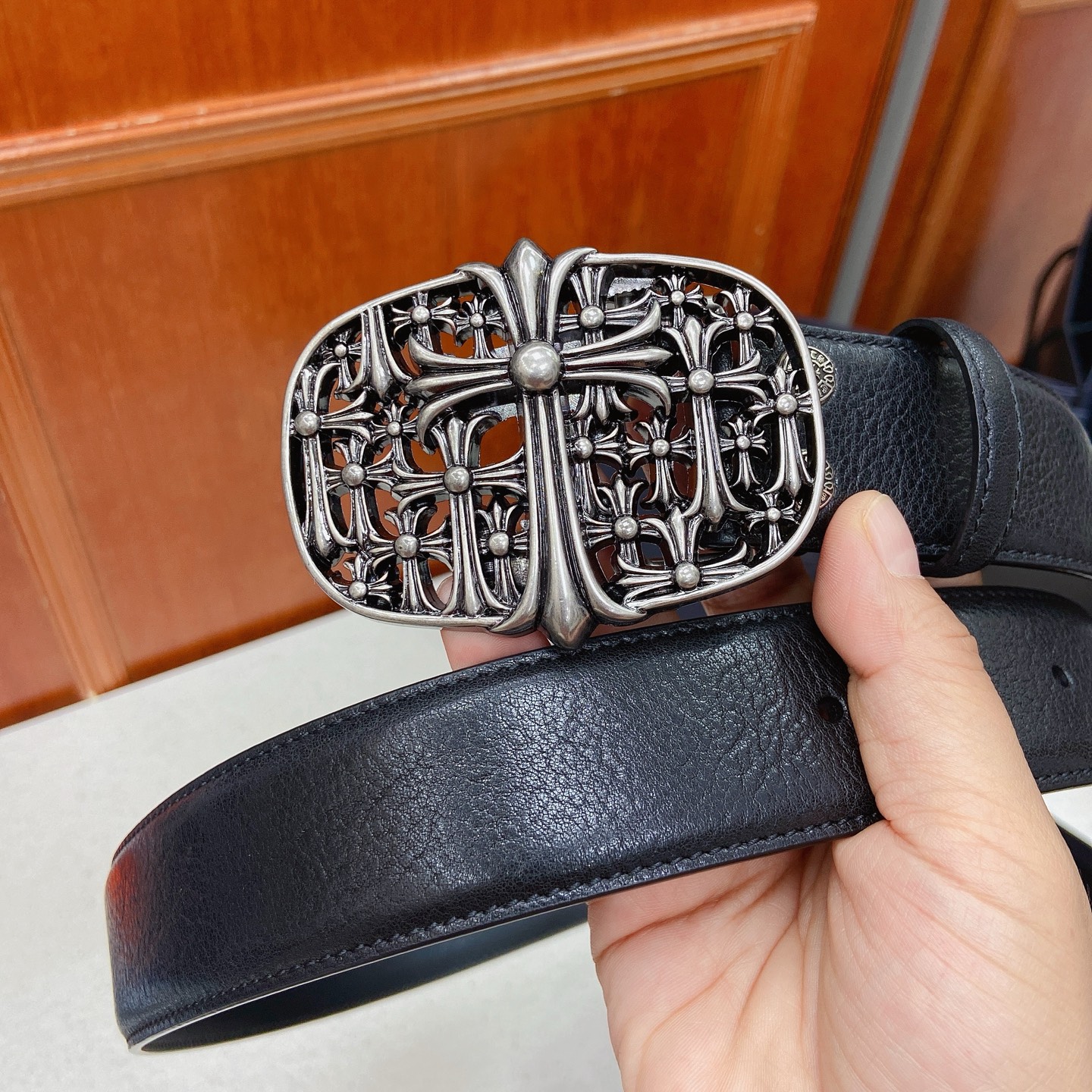 𝐂𝐡𝐫𝐨𝐦𝐞𝐇𝐞𝐚𝐫𝐭𝐬 克罗心腰带。墓葬黄铜镀925银五金搭配原版油蜡头层牛皮，宽度3.8厘米， 整体