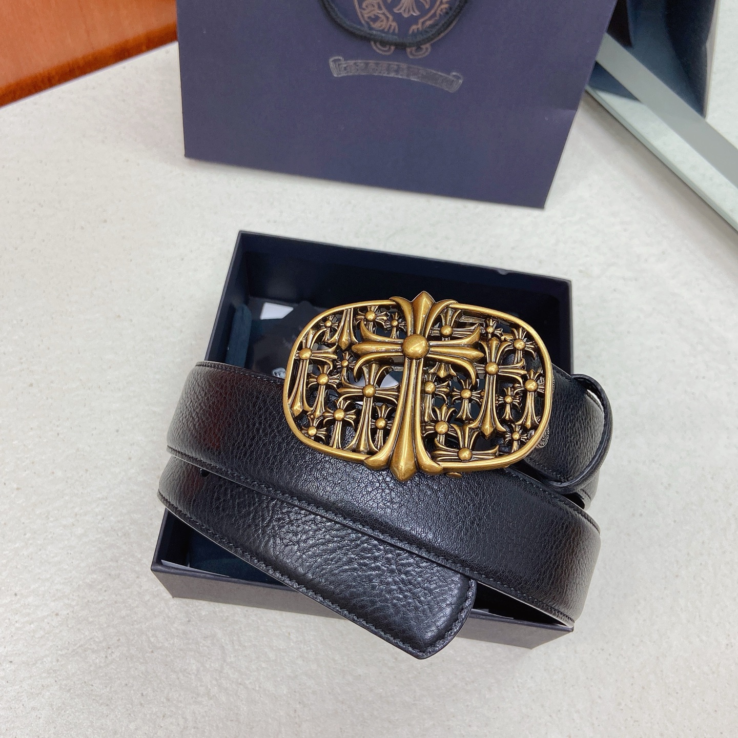 𝐂𝐡𝐫𝐨𝐦𝐞𝐇𝐞𝐚𝐫𝐭𝐬 克罗心腰带。墓葬黄铜镀925银五金搭配原版油蜡头层牛皮，宽度3.8厘米， 整体