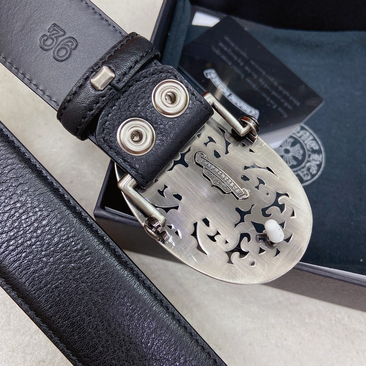 𝐂𝐡𝐫𝐨𝐦𝐞𝐇𝐞𝐚𝐫𝐭𝐬 克罗心腰带。六芒星🔯黄铜镀925银五金搭配原版油蜡头层牛皮，宽度3.8厘米， 