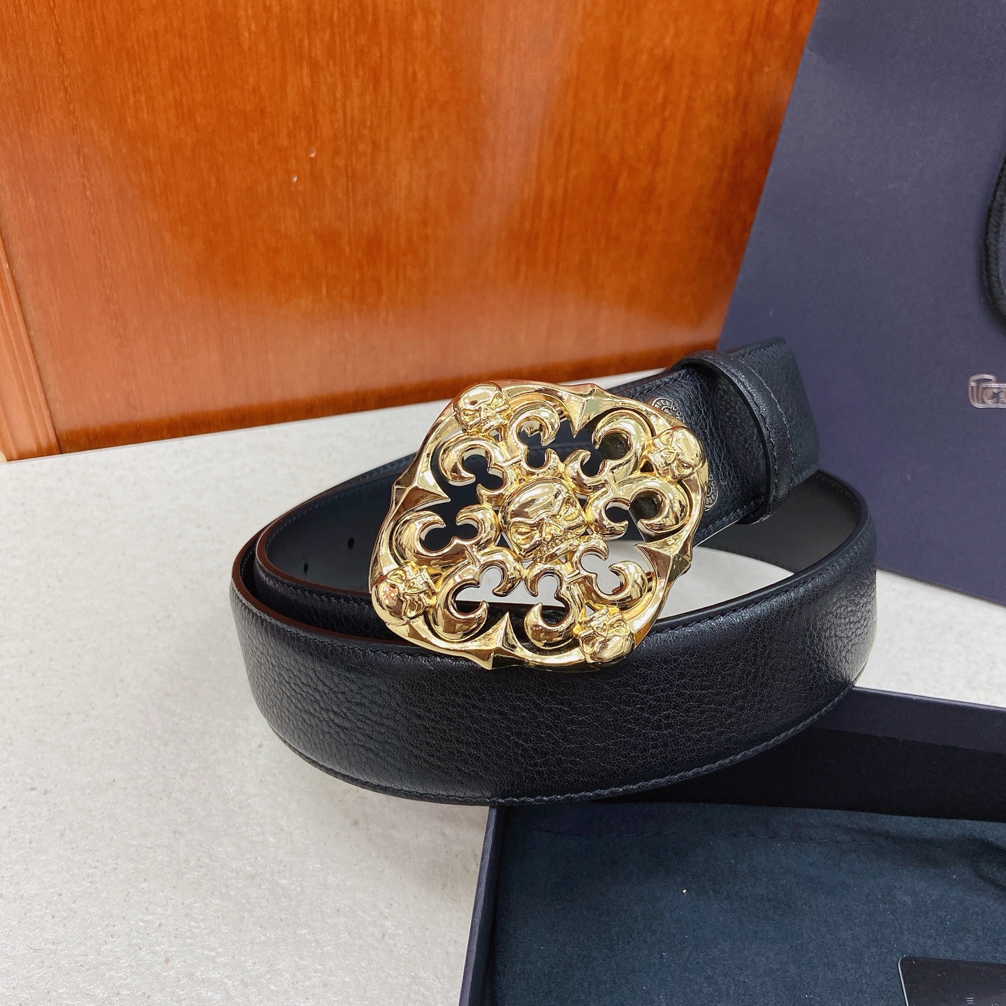 𝐂𝐡𝐫𝐨𝐦𝐞𝐇𝐞𝐚𝐫𝐭𝐬 克罗心腰带。骷髅头黄铜镀925银五金搭配原版油蜡头层牛皮，宽度3.8厘米， 整