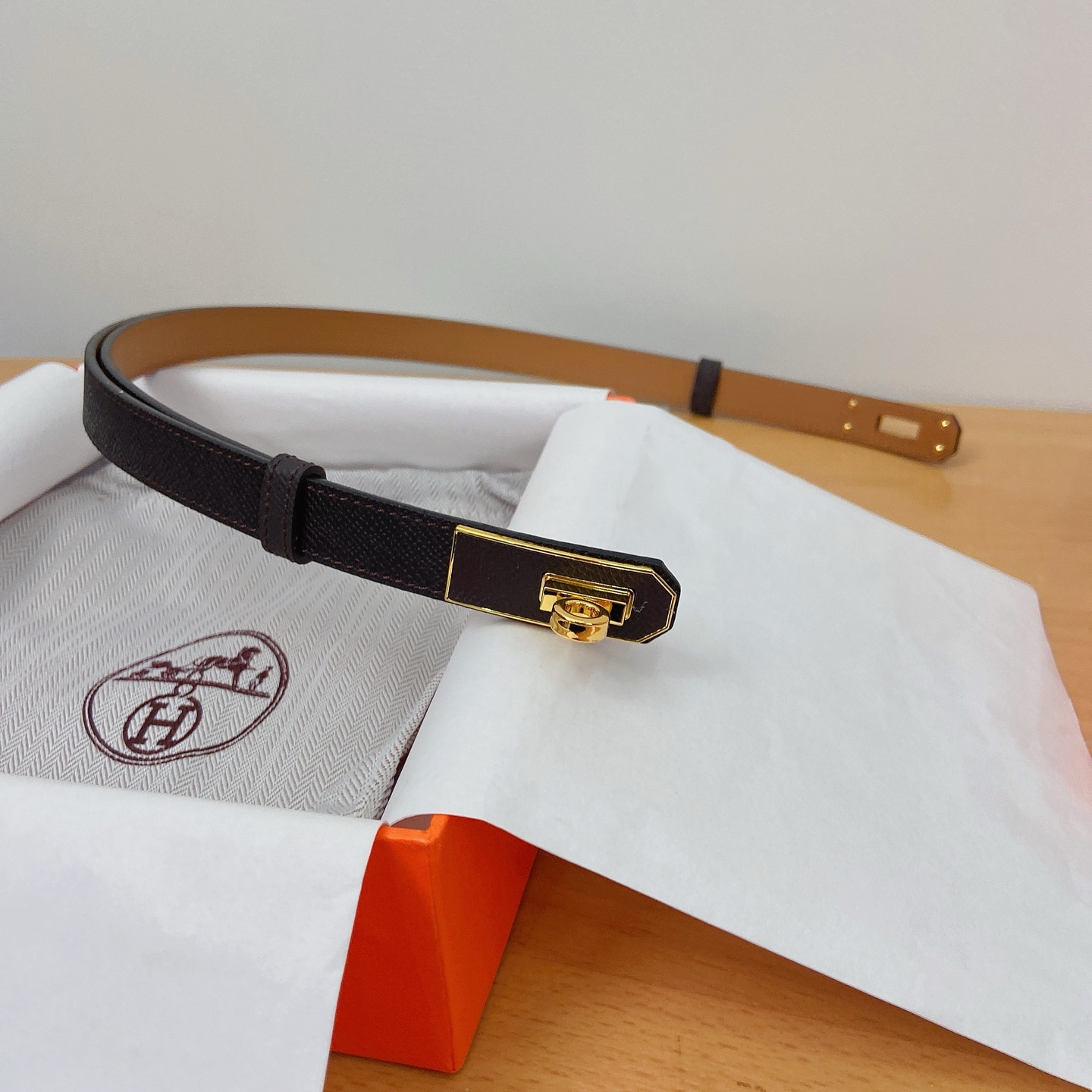 HERMES Kelly 18mm腰帶 腰封 贴皮精品五金 搭配ePsom原版皮，优雅时尚