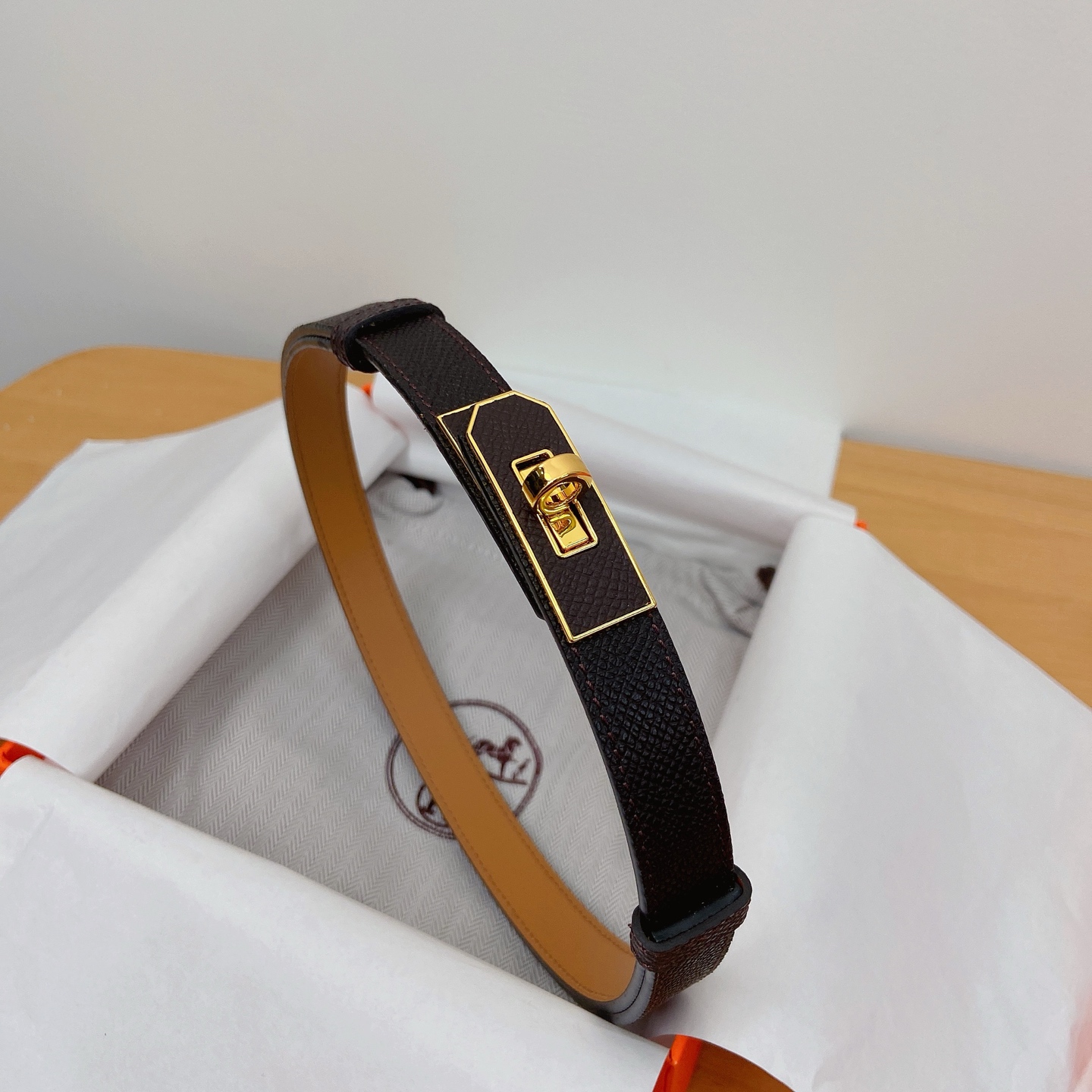 HERMES Kelly 18mm腰帶 腰封 贴皮精品五金 搭配ePsom原版皮，优雅时尚