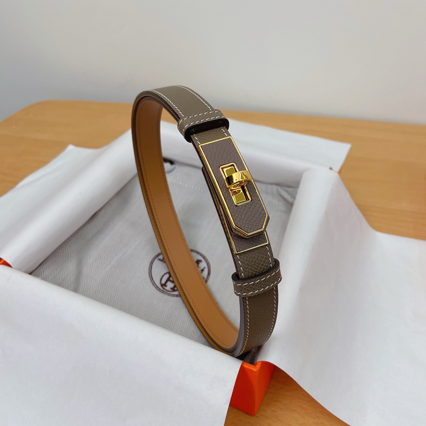 HERMES Kelly 18mm腰帶 腰封 贴皮精品五金 搭配ePsom原版皮，优雅时尚