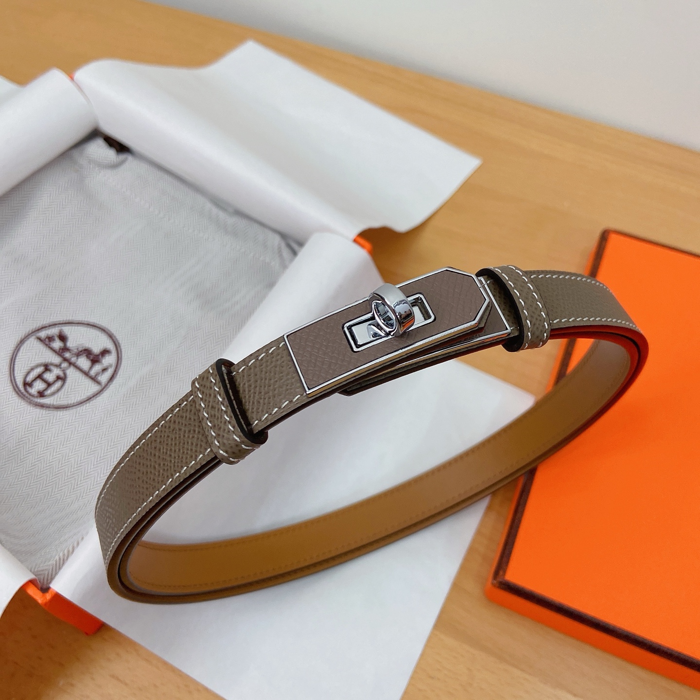 HERMES Kelly 18mm腰帶 腰封 贴皮精品五金 搭配ePsom原版皮，优雅时尚