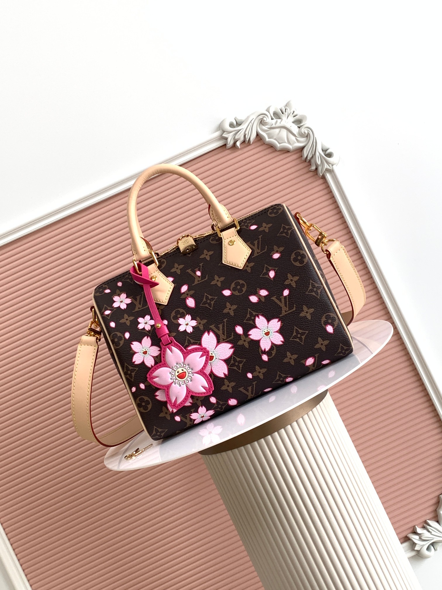 p450P [orden original superior del chip de transcodificación 163c] Sakura/Takashi Murakami M14174 Este bolso Speedy Ban…
