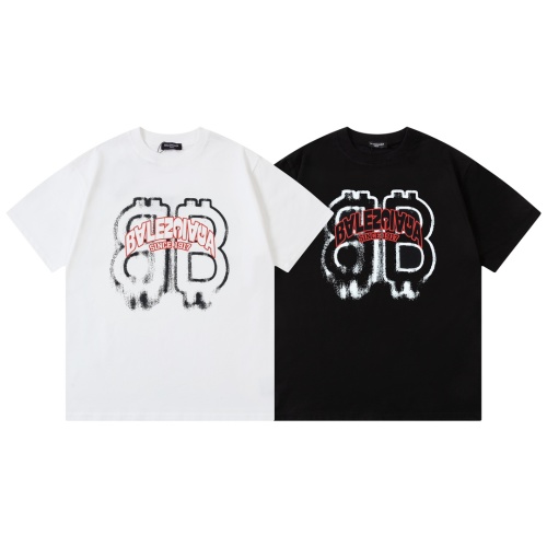 Balenciaga 2024 Double B Logo Print Short Sleeve T-Shirt Unisex 1 Balenciaga 2024 Double B Logo Print Short Sleeve T-Shirt Unisex