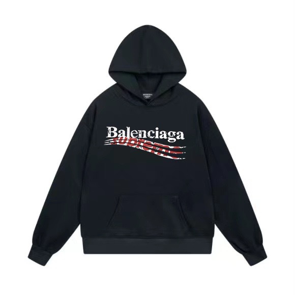 Balenciaga Ropa Sudaderas con capucha Negro Blanco Universal para hombres y mujeres Algodón de doble hilo Blusa con capucha