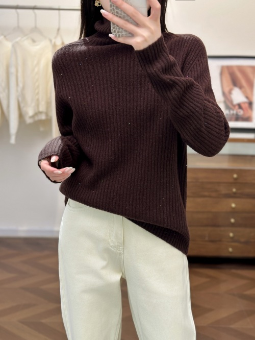 Women's Wool Cashmere Blend Turtleneck Sweater with Sequin Detail - Warm & Stylish 1 Women's Wool Cashmere Blend Turtleneck Sweater with Sequin Detail - Warm & Stylish