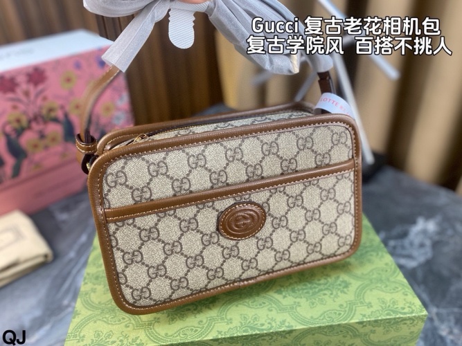 Gucci Camera Bag Double G Patch, Retro Style, Neutral, 22*14cm 1 Gucci Camera Bag Double G Patch, Retro Style, Neutral, 22*14cm