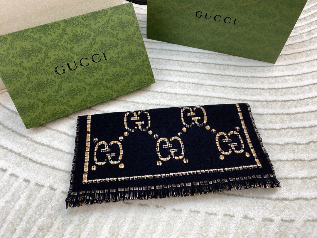 Gucci Women's Elegant Large G Design Wool Scarf - 180*65cm - Soft & Comfortable