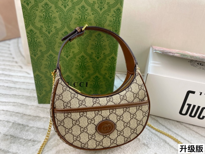 Gucci Ophidia Crescent Shoulder Bag GG Supreme Canvas with Chain Strap 1 Gucci Ophidia Crescent Shoulder Bag GG Supreme Canvas with Chain Strap