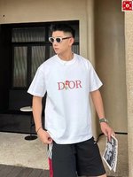 Dior Clothing T-Shirt Men Cotton Spring/Summer Collection Fashion Casual