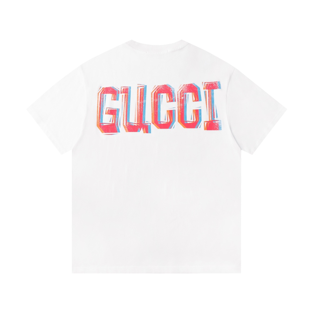 GUCCI/古驰24ss 双G互扣式重影短袖T恤