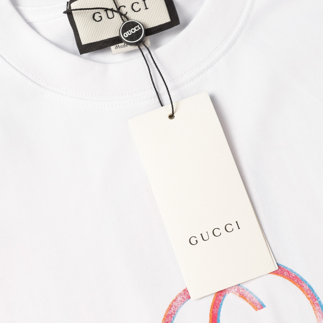 GUCCI/古驰24ss 双G互扣式重影短袖T恤