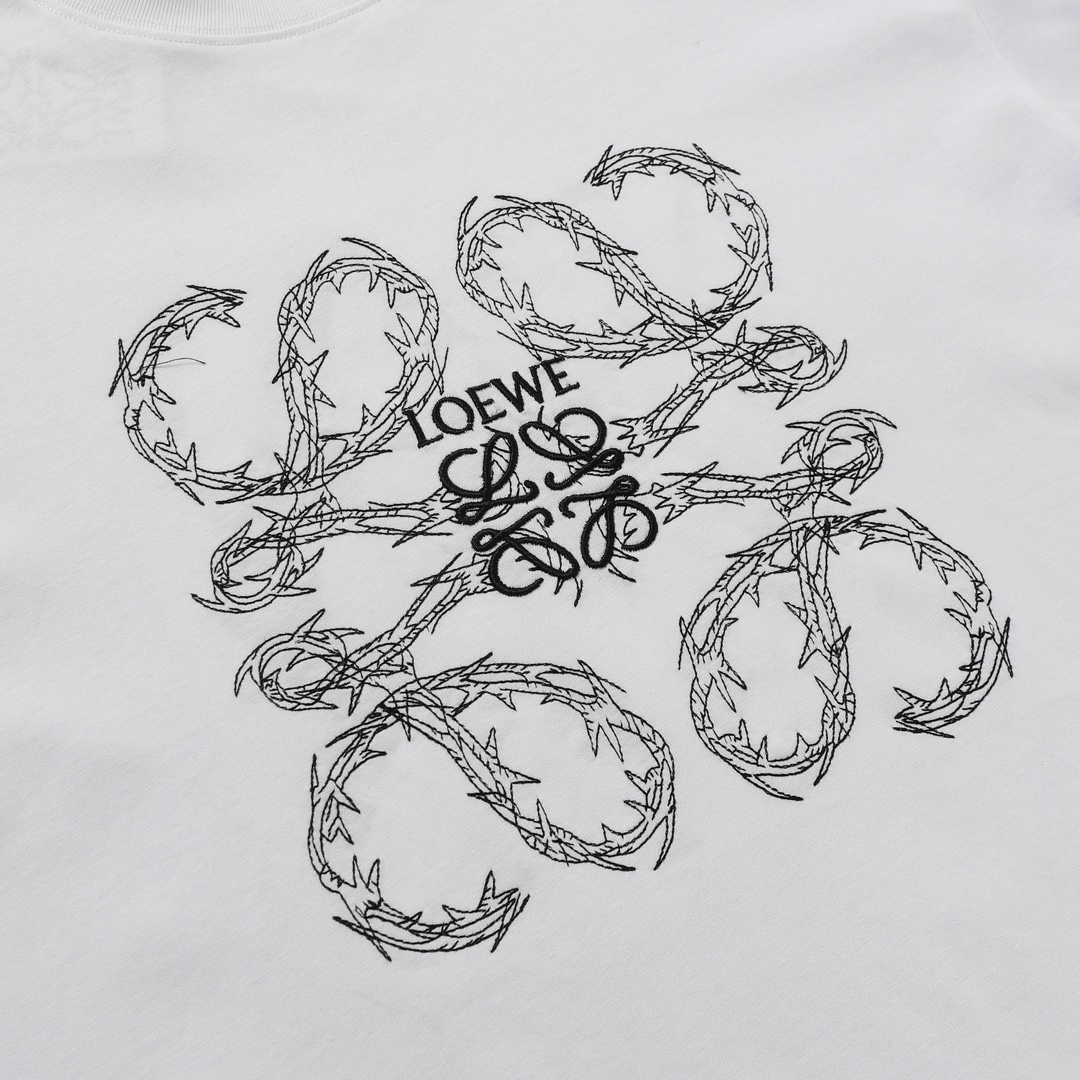 LOEWE/罗意威 25ss 荆棘LOGO刺绣短袖 黑色 白色