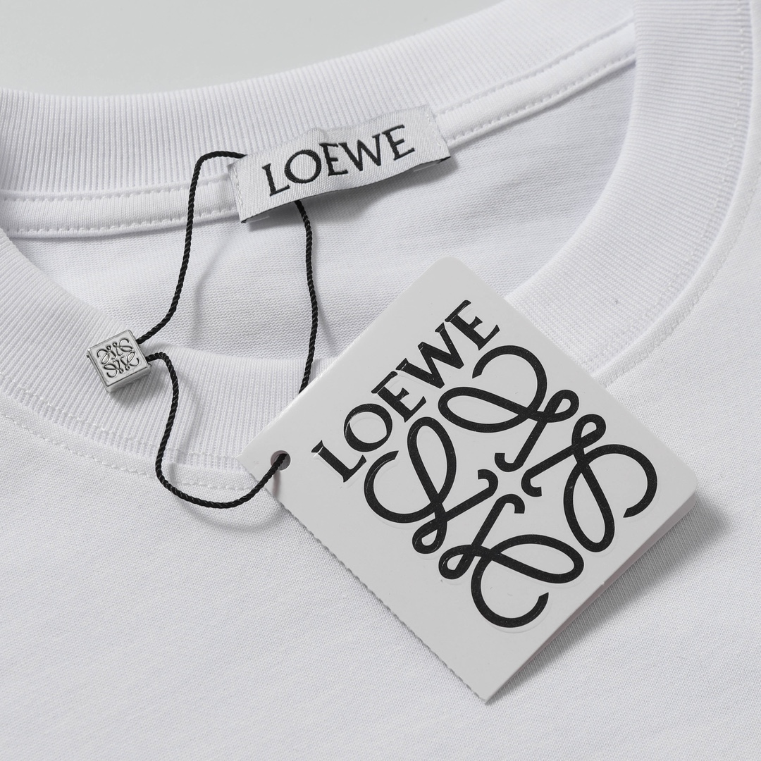 LOEWE/罗意威 25ss 经典LOGO刺绣短袖 面料采用260克双纱32支纯棉 黑色 白色
