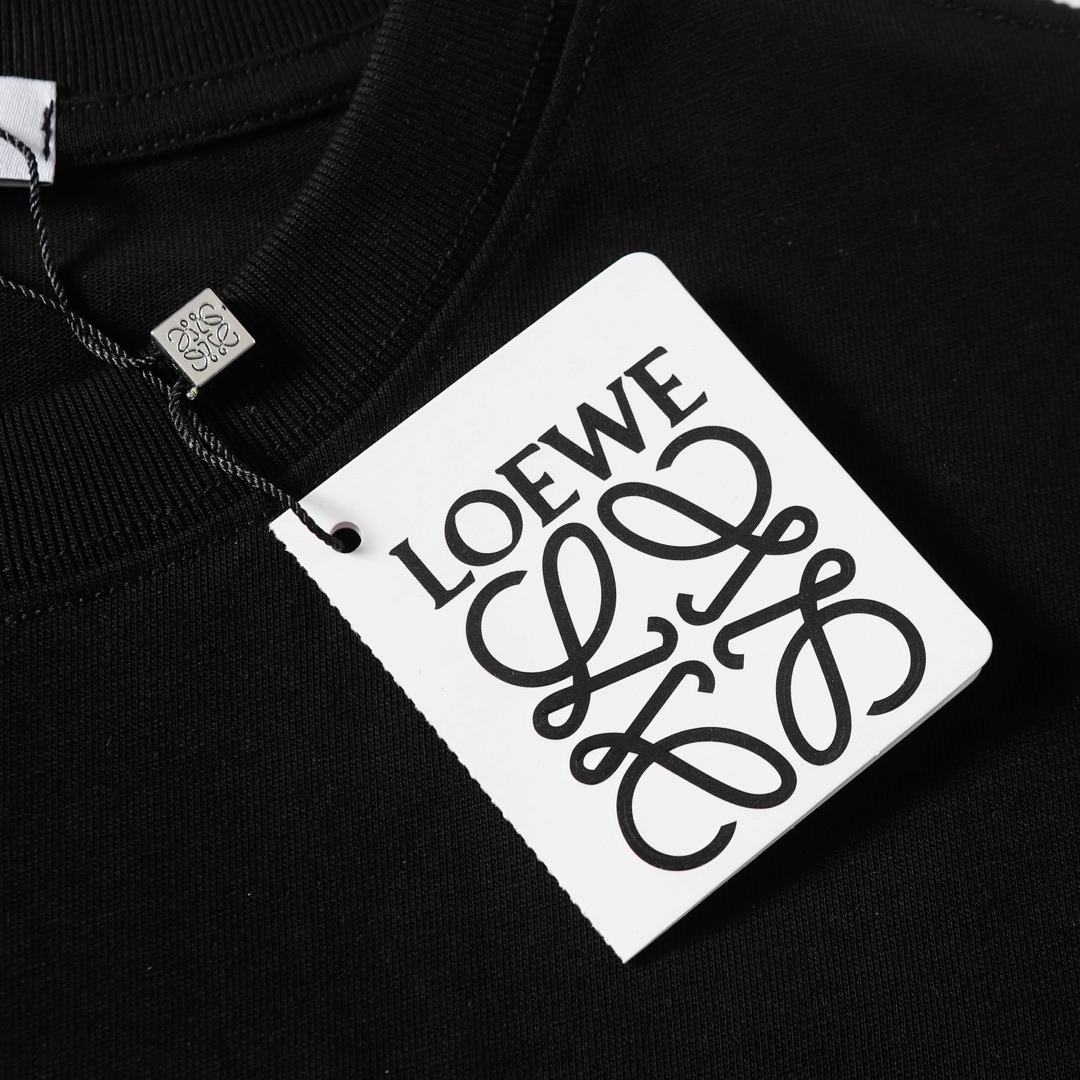 LOEWE/罗意威 25ss 黑白大LOGO刺绣短袖 黑色 白色